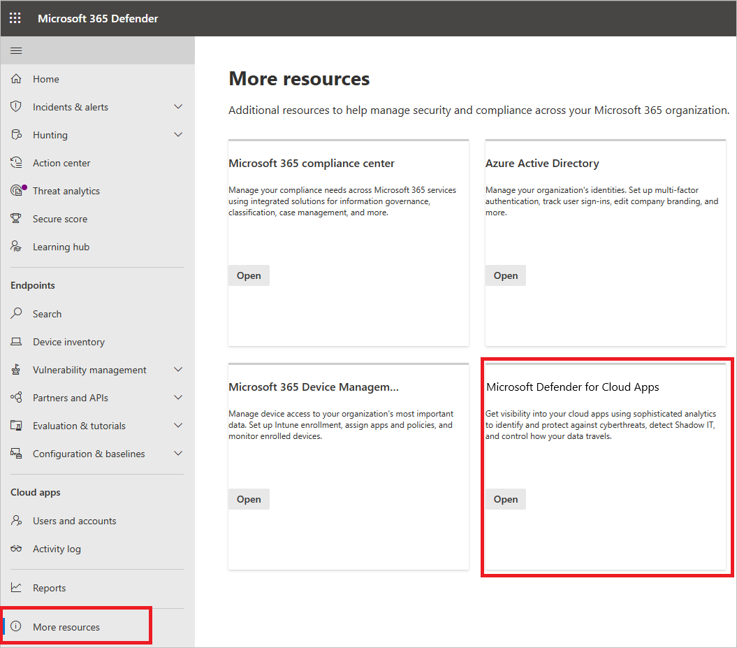 Screenshot of the Microsoft Defender for Cloud Apps page with access settings.