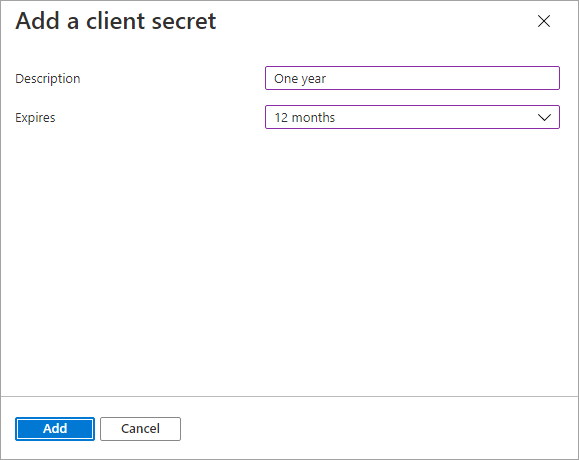 Screenshot of the newly added client secret