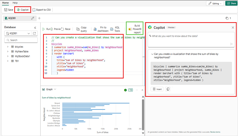 Screenshot of Nocode Copilot Build PowerBI Report.