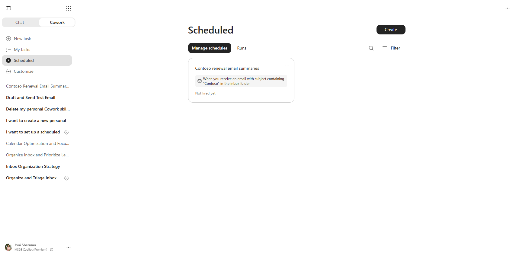 Screenshot of the scheduled page showing an event-driven task card .