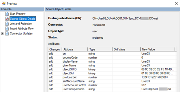 Screenshot of the Source Object Details screen in A D C S.
