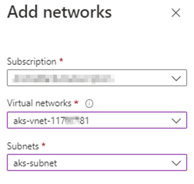 Screenshot of adding networks to storage account.
