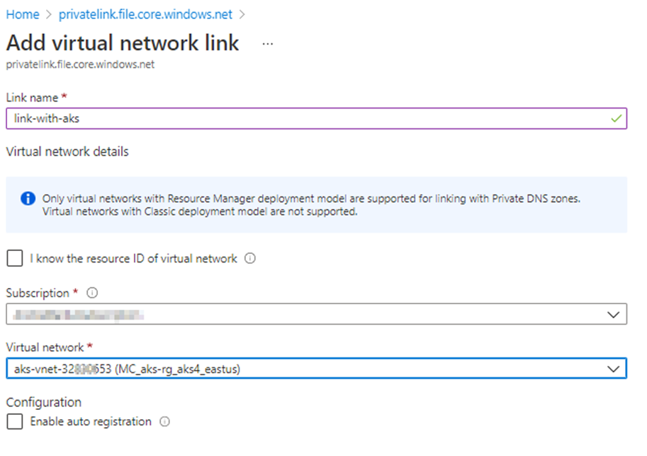 Screenshot shows how to add virtual network link.