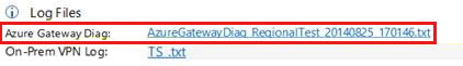 Screenshot of the Azure Gateway diagnostics log.