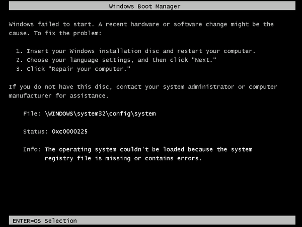 Troubleshoot Windows Boot Manager error - 0xC0000225 Status not found -  Virtual Machines | Microsoft Learn