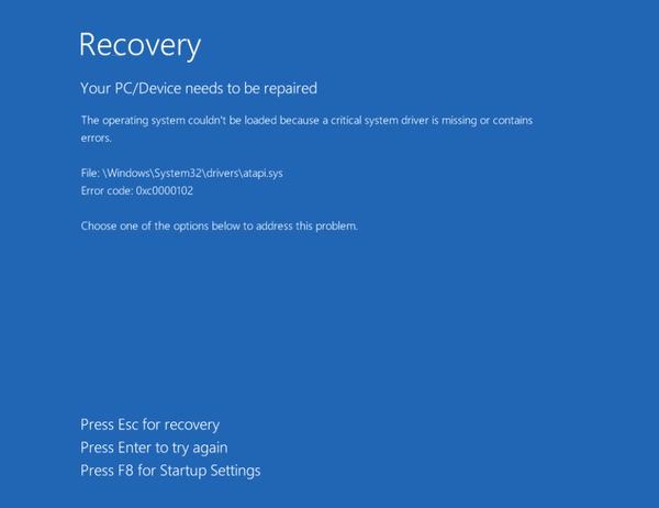 Windows stop error 0xC0000102 Status File Corrupt - Virtual Machines |  Microsoft Learn