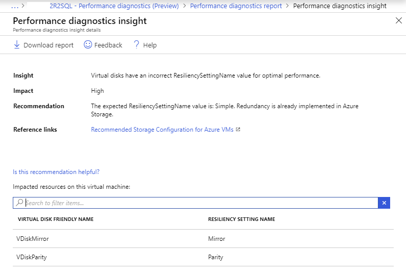 Screenshot of a Performance diagnostics insight detail.