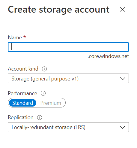 Screenshot of the storage account selection within the storage account creation process.