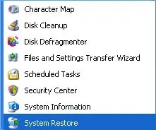 Screenshot shows System Restore menu.