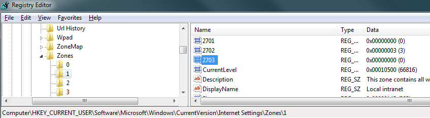 Screenshot of 2703 item under Zones.