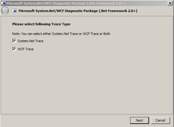 Select System.Net Trace or WCF Trace Type.
