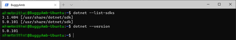 Screenshot of list command.