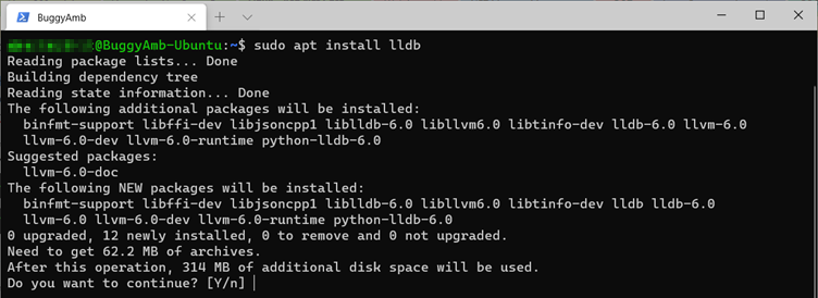 Screenshot of sudo command.