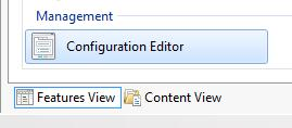 Select the Configuration Editor under Management in Features View.