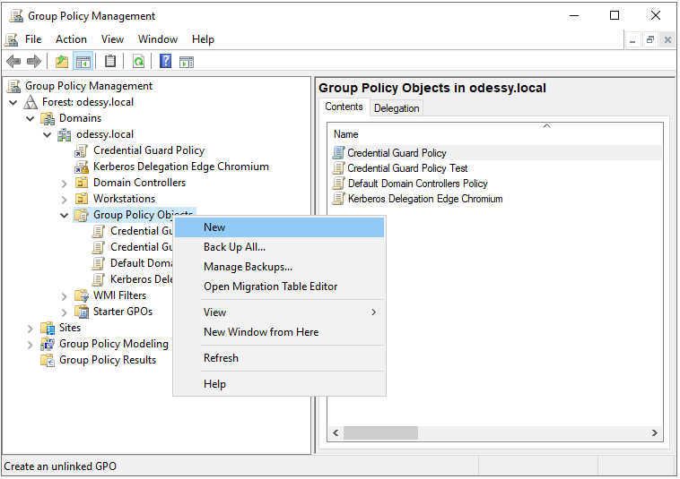 Screenshot of the new menu item in Group Policy Management Editor.