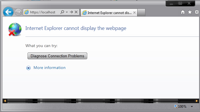 Screenshot of a browser page showing the message, Internet Explorer cannot display the webpage.