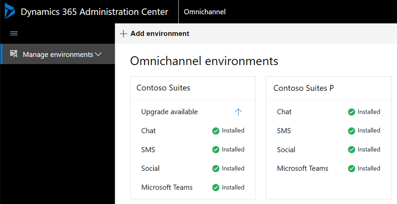 Screenshot that shows the Manage Omnichannel environments page.