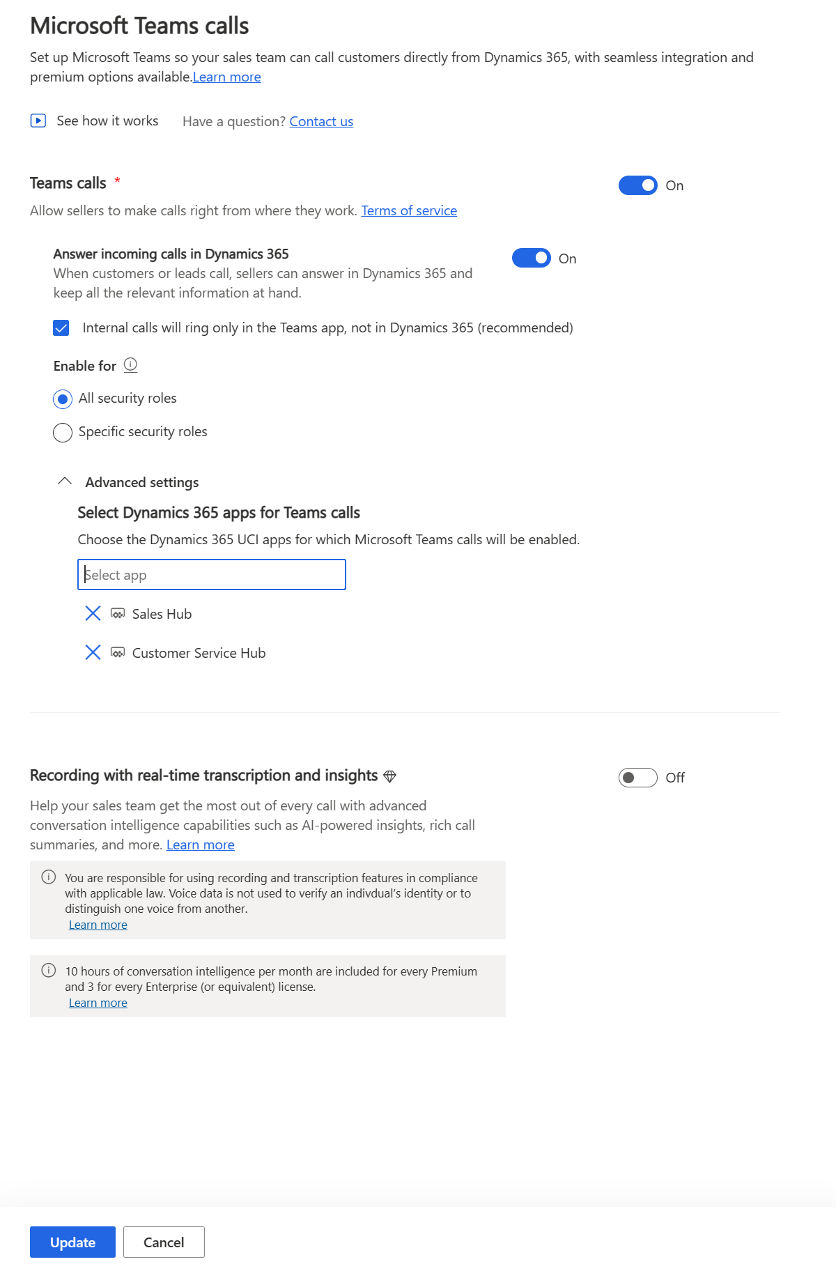 Screenshot that shows how to remove a custom app from the Advanced settings on the Microsoft Teams calls page.