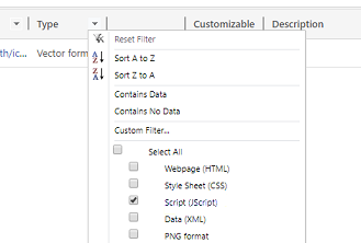 Select Type and set the filter as Script (JScript).