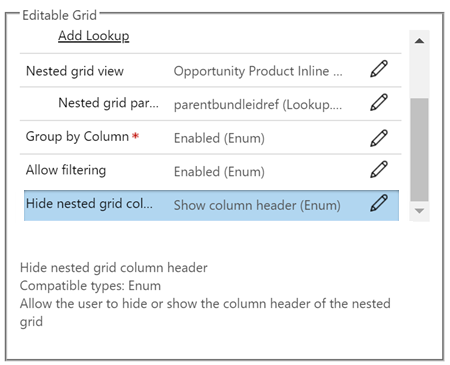 Select Hide nested grid column header.