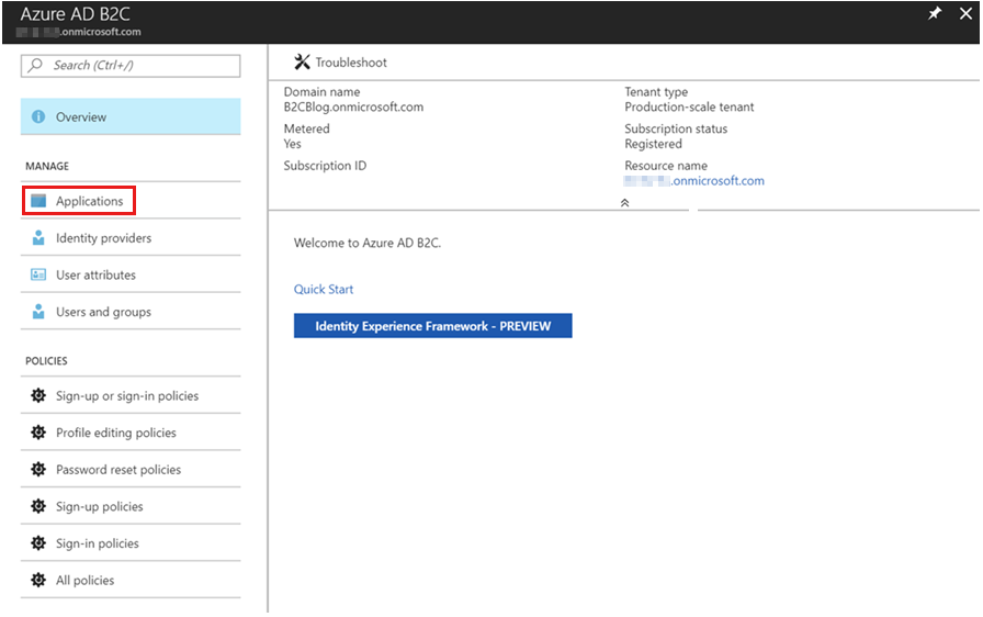 Screenshot of applications setting.