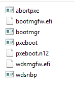 Screenshot of the files in the RemoteInstall\SMSBoot folder.