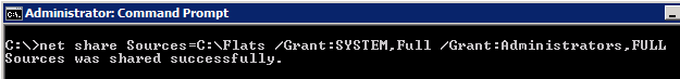 Screenshot of the command in administrator command prompt.