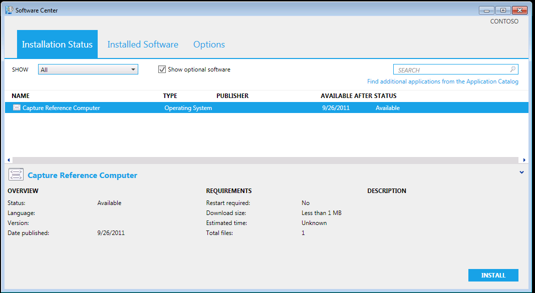 Screenshot of the installation status in software center.
