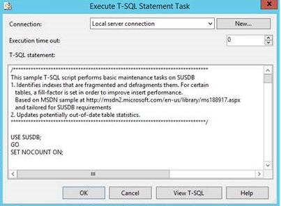 Screenshot to Copy and paste the WSUS reindex script.