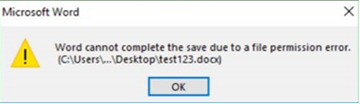 Screenshot of the file permission error.