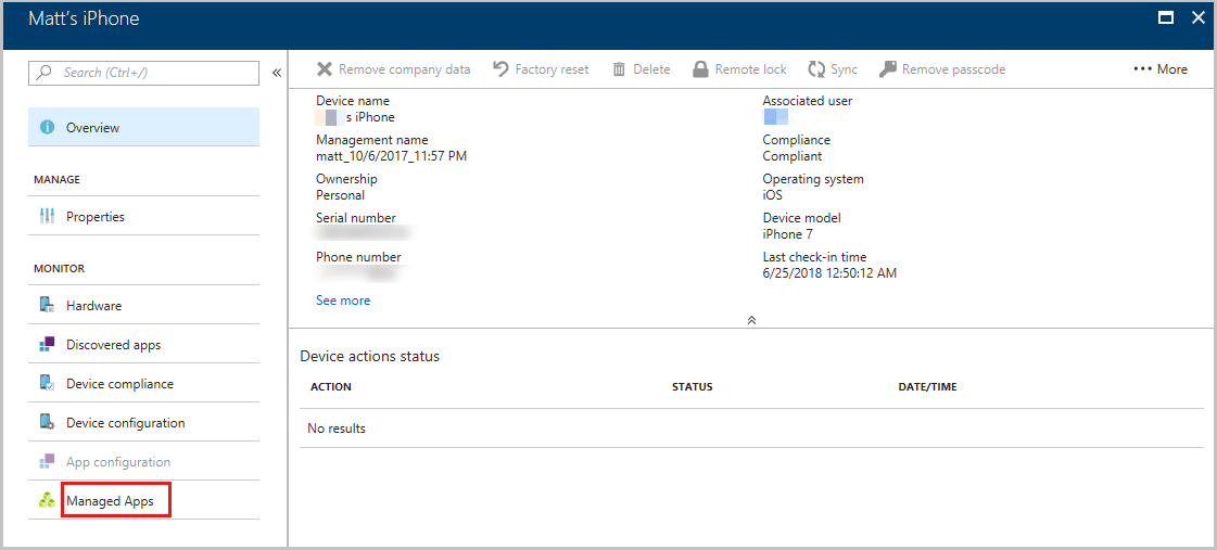 Screenshot of the details of a specific device managed by Intune.