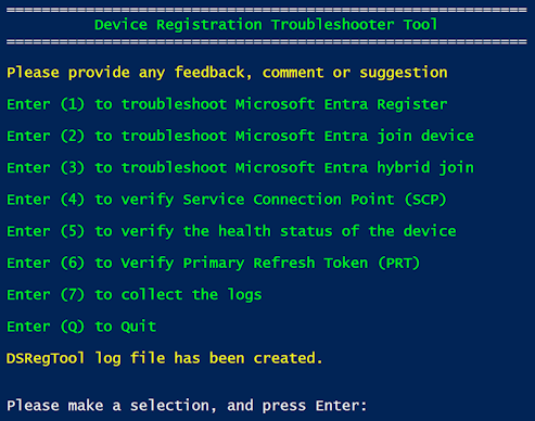 Screenshot of the Troubleshooter main menu.