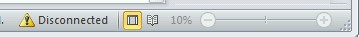 Screenshot of the Disconnect message in Outlook 2010 Status Bar.