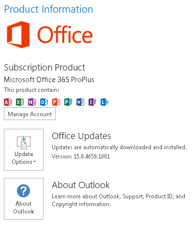 Screenshot of Information window for Click-to-Run install.
