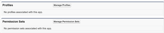 Screenshot that shows the Profiles and Permission Sets sections.