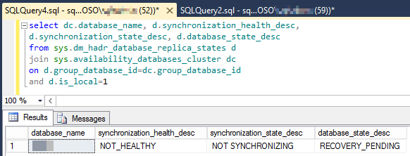 Always On DB in recovery pending or suspect state - SQL Server | Microsoft  Learn