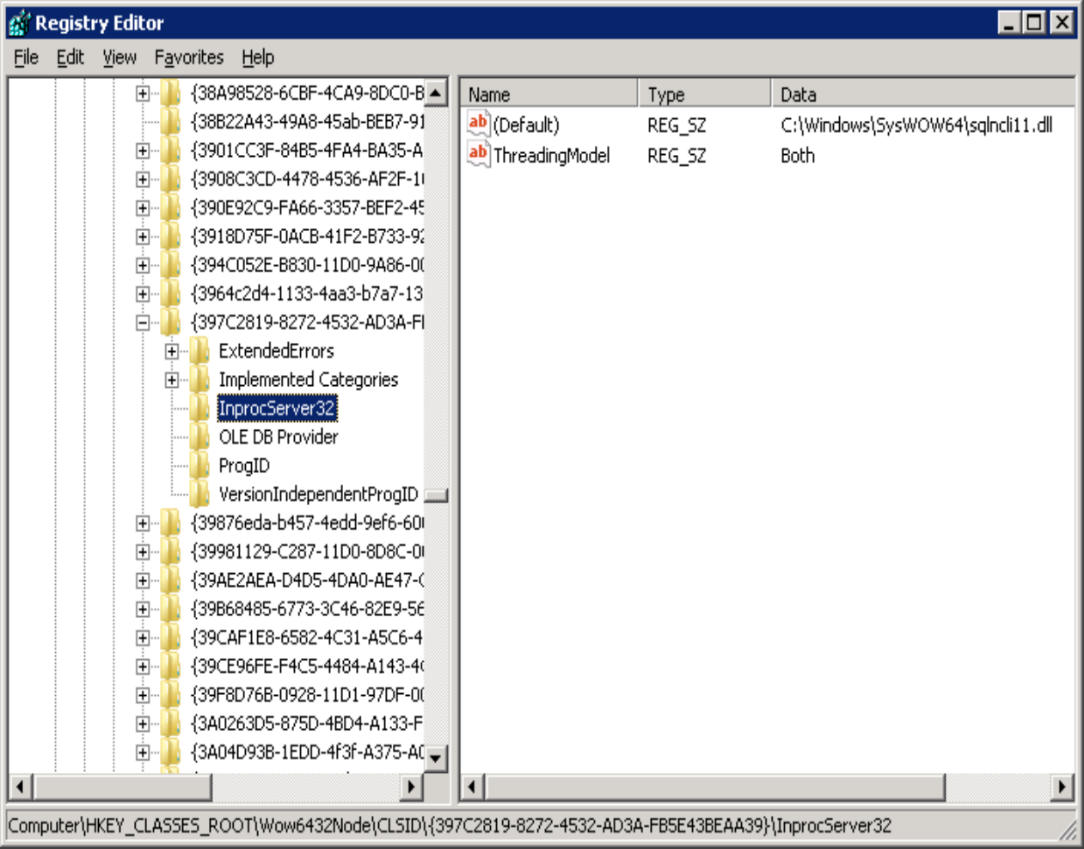 Screenshot shows the provider is located in the SysWow64 folder.