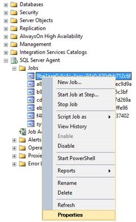 Right-click one of the jobs and then select Properties.