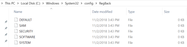 Screenshot of 0kb-registry hive file.