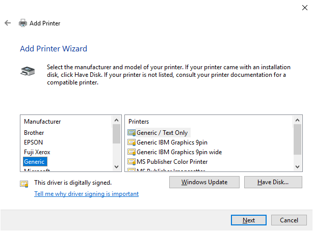 Prøv det Forskelsbehandling kig ind Not all printer drivers from Windows Update appear in Add Printer wizard -  Windows Client | Microsoft Learn