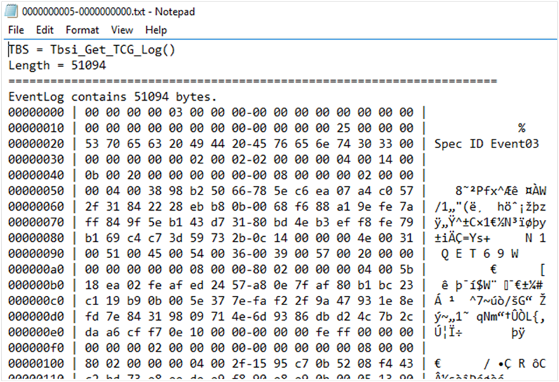 Screenshot of the contents of the text file, as shown in NotePad.