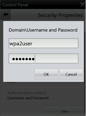 Screenshot of the username and password dialog box.