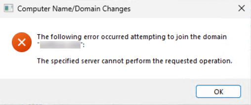 Screenshot of the dialog box showing the error message for error code 0x3a.