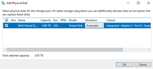 Add physical disks to the storage pool.