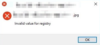 The invalid value for registry error that occurs when you can't view jpg files.