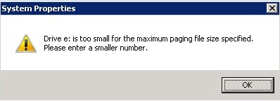 The warning message that is shown in the System Properties.