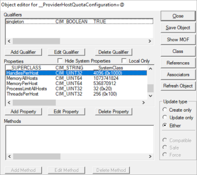 Screenshot of the Object editor window with the properties of the instance selected.