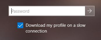 Screenshot of a checkbox that appears on the sign-in page with Download my profile on a slow connection selected.