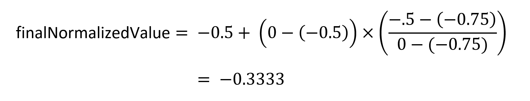 Screenshot that shows the equation to compute the final normalized value.