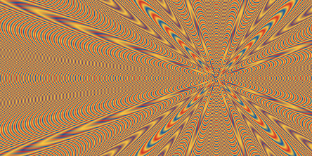 Radial gradient defined using nearly-identical circles and reflect extend mode, displaying with interference patterns.